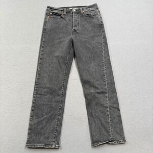 Levi's Jeans Women's 29 Black Charcoal Wash Denim Ankle Wedgie Straight Fit Y2K